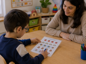 niño con discapacidad haciendo una tarea académica. Mitos sobre la discapacidad intelectual.