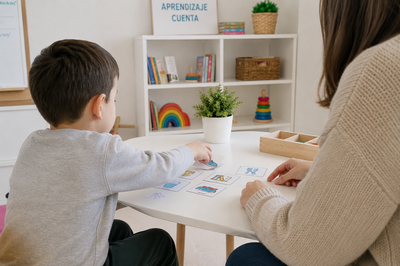 Psicólogo infantil en Albacete durante una sesión de intervención con un niño con dificultades del desarrollo.